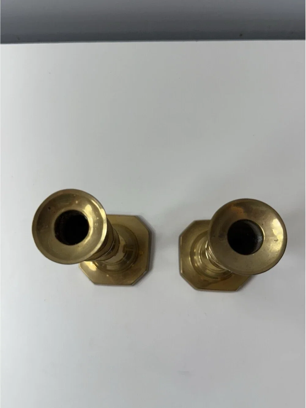 Vintage Pair of Solid Brass Candlestick  Holders 8” H For Tapered Candles India